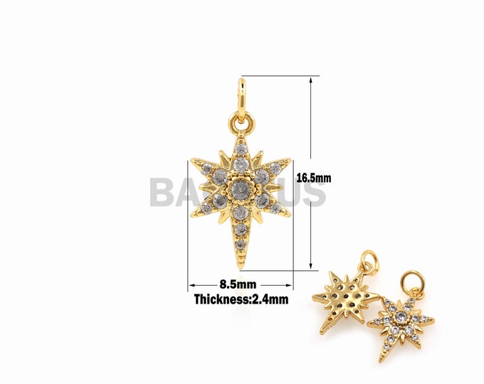 1PCS Micro-Pave Star Necklace Celestial Necklace Polaris Charm DIY Jewelry Making Supplies Accessories Jewelry Accessories 16.5x8.5x2.4mm