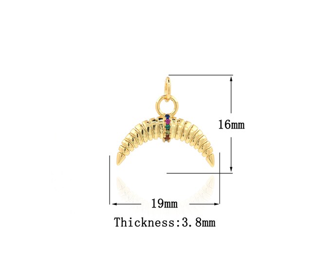 18K Gold Filled Ox Horn Pendant,Gold Dainty Ox Horn Charms,Ox Horn Charm Bracelet Necklace for DIY Jewelry Making Supply