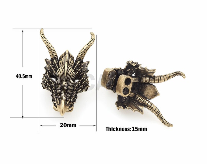 1PCS Antique Style Dragon Head Spacer Beads, Dragon Charm, Dragon Spacer Beads, Suitable For Umbrella Rope Weaving 40.5x20x15mm