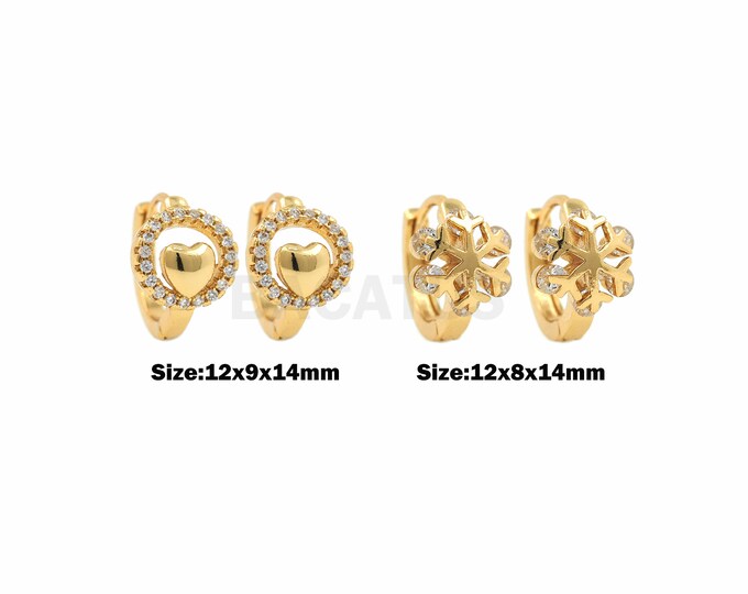 1Pair Hollow Round Heart-Shaped Earrings, Ladies' Fashion Jewellery And Accessories, Cubic Zirconia Snowflake Earrings, Earrings