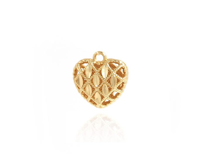 Gold Heart Pendant Puffed Heart Necklace Gold Filled Love and Friendship Necklace DIY Jewelry Making Accessories,16x16x10mm
