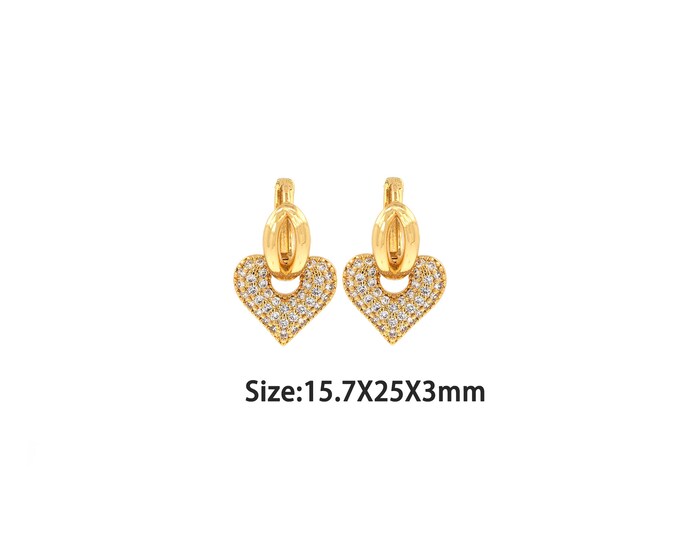 1pair 18K Gold Filling Heart Earrings,Gold Dainty Heart Earring,Simple Earrings,Gift for Her