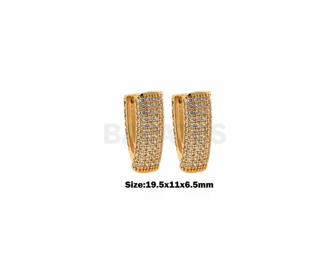 1Pair Triangle Micro-Paving Earrings Earrings Golden Triangle Earrings Women Wear Pierced Jewelry Accessories Cubic Zirconia 19.5x11x6.5mm