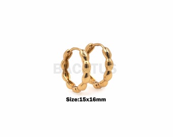 1Pair Oorbellen Bal Oorbellen Hennep Bal Oorbellen Twisted Oorbellen Dames Fashion Sieraden 18K Goud Vulling 15x16mm