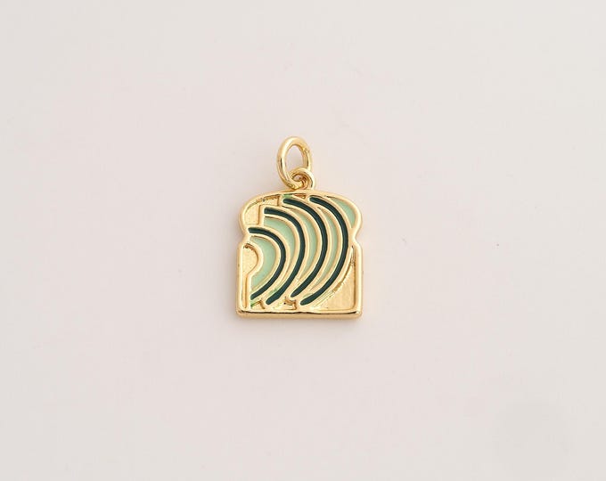 18K Gold Filled Bread Charm,Dainty Enamel Bread Pendant,Bread Pendant ,DIY Jewelry Supplies,18.7x12.5x1.8mm