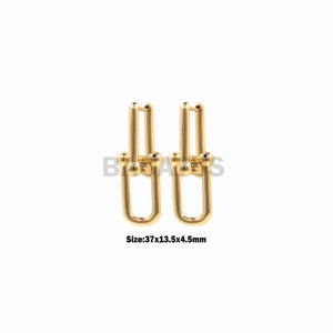1 Paar U-förmige Ohrringe, rechteckige Ohrringe, Doppelring-Ohrringe, Frauen glänzend 18K Gold gefüllt Schmuckzubehör 37x13.5x4.5 mm