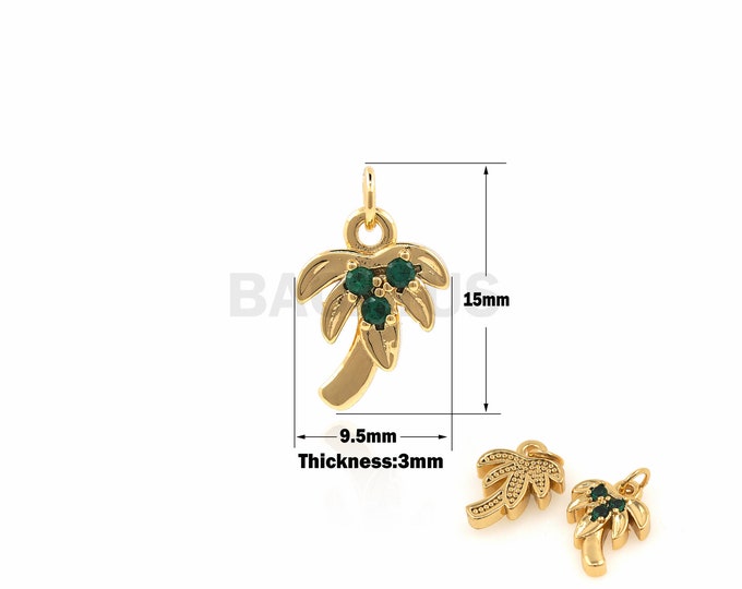 1PCS Palm Tree Pendant Beach Plant Tree Ornaments Suitable for Bracelets, Necklaces, Jewelry Products DIY Production 18K 15x9.5x3mm