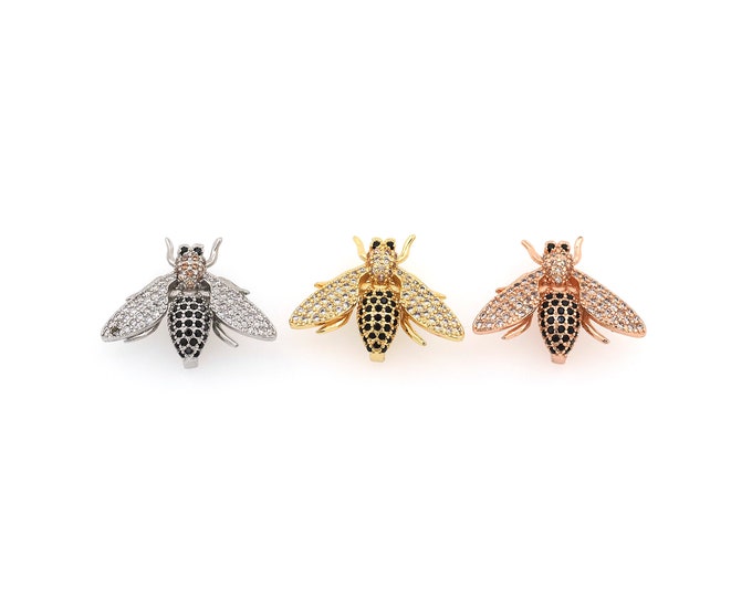 18K Gold Filled CZ Bee Beads,Gold Bee Beads,Bee Beads DIY Gold Jewelry Making Supply