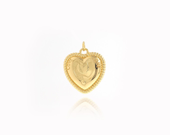 18K Gold Filled Heart Pendant,Heart Charms,Simple pendant Bracelet Necklace for DIY Jewelry Making Supply,26.5x22.5x3.7mm