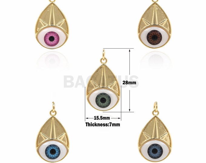 1PCS Drop-shaped Demon Eye Pendant Greek Eye Charm Eye Necklace 18K Electroplating DIY Jewelry Exquisite Necklace 28x15.5x7mm