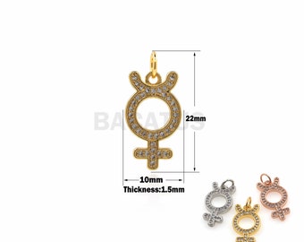 1PCS Mercury Necklace-Planetary Symbol Charm-Jewelry Making Astrological Gifts to Discover Gemini Feminist Necklace 22x10x1.5mm