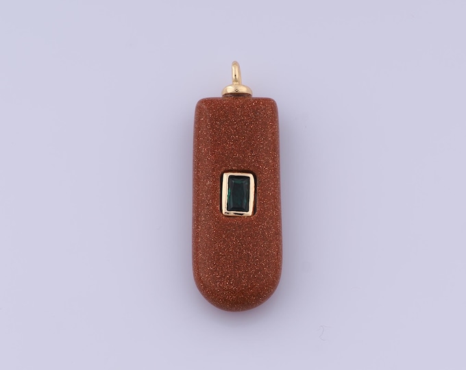 Energy Stone Pendant,18K Gold Filled Natural Stone Necklace,Stone Pendant, DIY jewelry Making Accessories,35x11.7x7mm