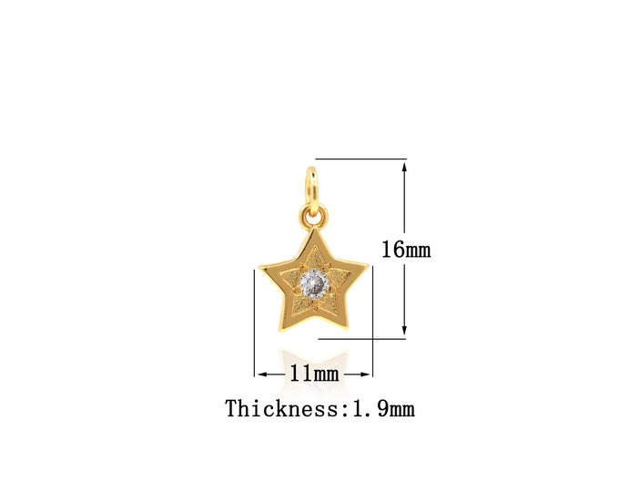 18K Gold Filled Star pendant,Gold Dainty Star Charms,Star Charm Bracelet Necklace for DIY Jewelry Making Supply