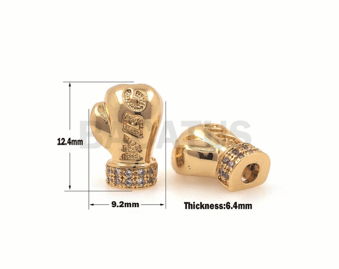 1PCS Boxing Glove Sports Beads, Boxer Glove Charm, Fist Spacing Beads, CZ Spacing Beads, Suitable For Jewelry Making 12.4×9.2×6.4mm