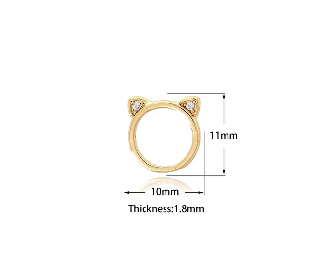 18K Gold Filled Cat Beads,Gold Cat Beads,Animal Beads DIY Gold Jewelry Making Supply