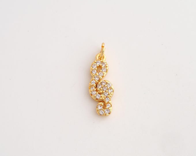 18K Gold Filled Music Note Charm,Dainty Symbol Pendant,CZ Music Note Pendant ,DIY Jewelry Supplies,23.5x7.5x2.4mm