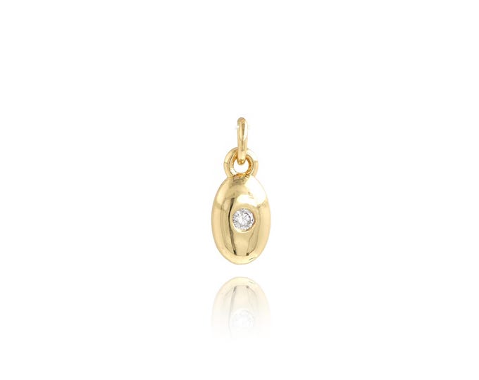 5 pcs Oval Pendant,18K Gold Filled Minimalist Necklace, Micropavé CZ Oval Pendant, DIY jewelry Making Accessories,12.7x5.2x3mm