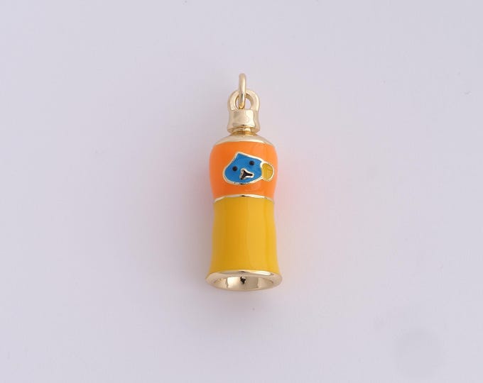 Enamel Charms,18K Gold Filled Juice Necklace Juice Pendant for DIY Jewelry Making Supplies, 26.2x8.5x8.5mm