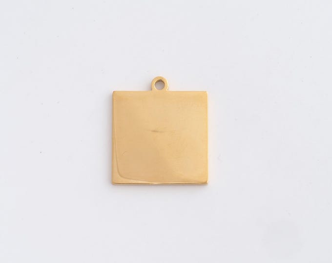 Stainless Steel Square Pendant,Square Charms,Square Charm Bracelet Necklace for DIY Jewelry Making Supply,23x20x1.6mm