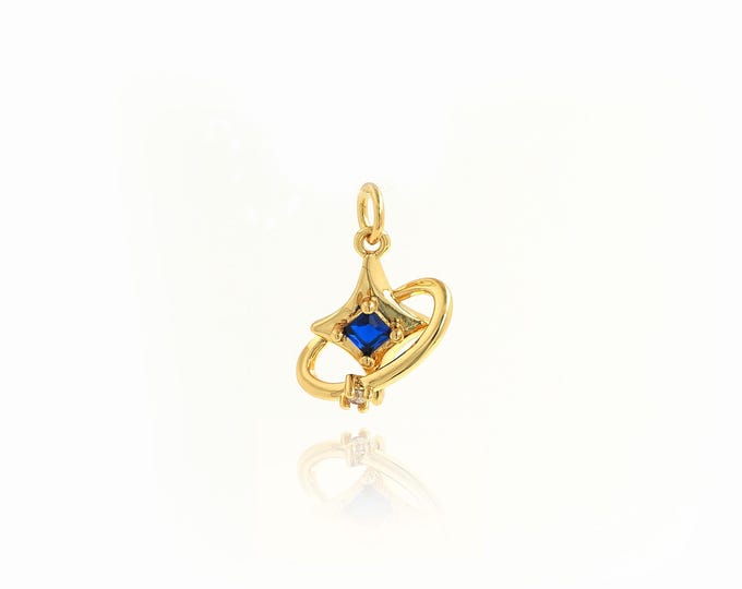 Micropavé CZ Saturn Necklace, Saturn Pendant, 18K Gold Filled  Polaris Pendant, DIY Jewelry Accessories, 18.4x13.5x5.5mm