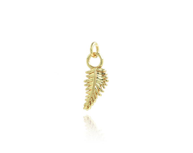 5 pcs Feather Pendant,18K Gold Filled Feather Necklace,Feather Pendant, DIY jewelry Making Accessories,18x7x2.4mm