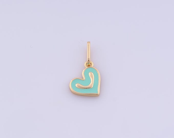 Heart Pendant,18K Gold Filled Love Necklace, Enamel Heart Pendant, DIY jewelry Making Accessories,18.5x10x1.8mm