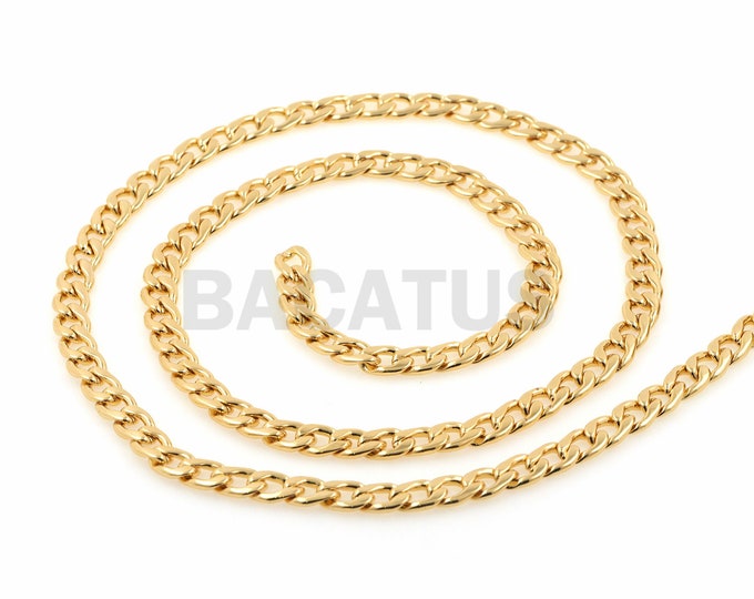 18K Gold-Plated Cuban Chain, Cuban Chain Necklace,Cuban Chain Necklace,Cuban Gold Chain,Cuban Chain For Necklace Anklet Supply 1meter