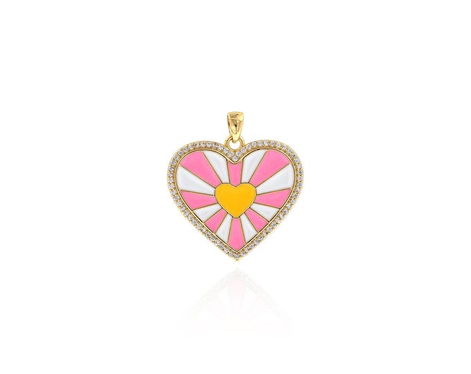 18K Gold Filled Heart pendant,Gold Dainty Heart Charms,Simple pendant Bracelet Necklace for DIY Jewelry Making Supply,26.5x24.5x1.8mm