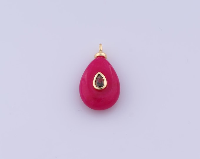 Energy Stone Pendant,18K Gold Filled Natural Stone Necklace,Plum Red Jade Pendant, DIY jewelry Making Accessories,22.8x12.8x6.3mm