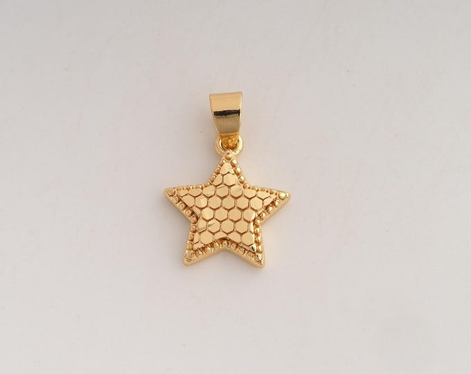 18K Gold Filled Star Charm,Dainty Celestial Pendant,Starburst Pendant ,DIY Jewelry Supplies,23.3x15.5x2.8mm