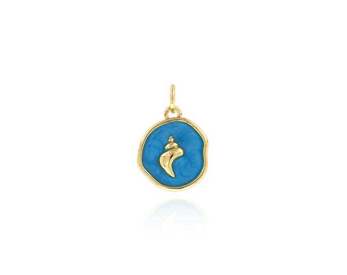 18K Gold Filled Shell Pendant,Conch Charms,Enamel Shell Charm Bracelet Necklace for DIY Jewelry Making Supply,18.5x13x3.3mm