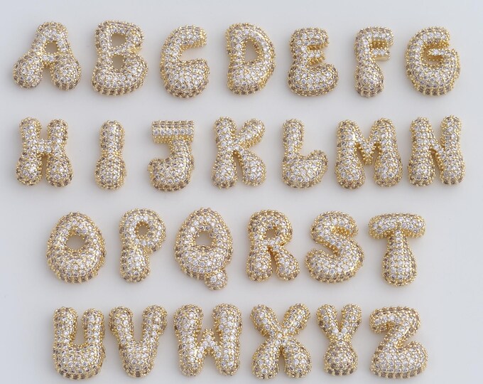 Initial Pendant,18K Gold Filled Letter Necklace, Micropavé CZ Alphabet Pendant, DIY jewelry Making Accessories,17.5x13.8x5.4mm