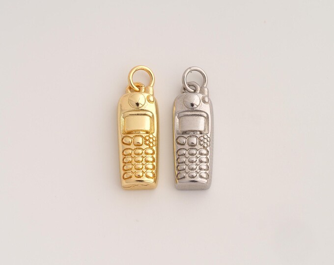 18K Gold Filled Telephones Charm,Dainty Telephones Pendant,Telephones Pendant ,DIY Jewelry Supplies,24x8x4.2mm