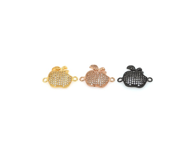 18K Gold Filled CZ Apple Connector,Gold Dainty Apple Connector,Apple  Connector Bracelet Necklace for DIY Jewelry Making Supply