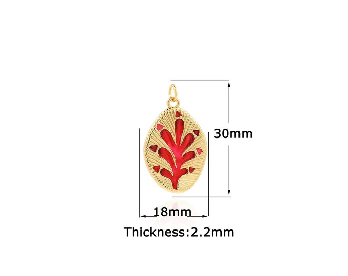 18K Gold Filled Leaf pendant,Gold Dainty Round Charms,Simple pendant Bracelet Necklace for DIY Jewelry Making Supply