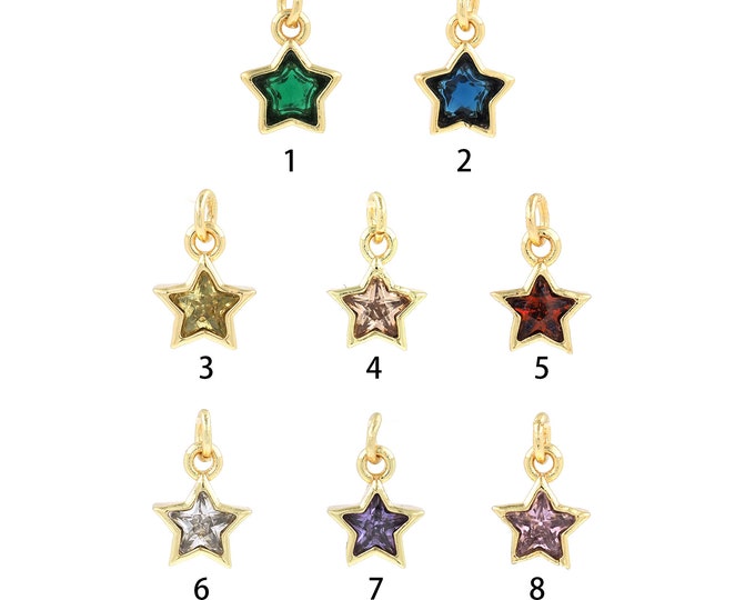 18K Gold Filled Solitaire Star Pendant,Star Charm,Star Necklace, Pentagram Jewelry,DIY Jewelry Making Supplies 7.5x11.5x3mm