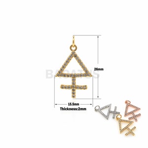 1 STK Alchemie Dreieck Kreuz Anhänger SCHWEFEL Anhänger Gothic Kreuz Halskette, Leviathan Kreuz Anhänger Zirkonia 18K 26x15,5x2mm