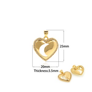1PCS Micro-Pave Heart Pendant Hollow Moon Necklace Jewelry Romantic Celestial Jewelry DIY Jewelry Making Supplies Accessories 20x25x3.5mm
