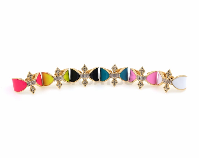 18K Gold Filled Enamel Gold Open Ring, Adjustable Ring, Multi-Color Optional, Micro-pavé CZ Cross Ring, Cross Charm