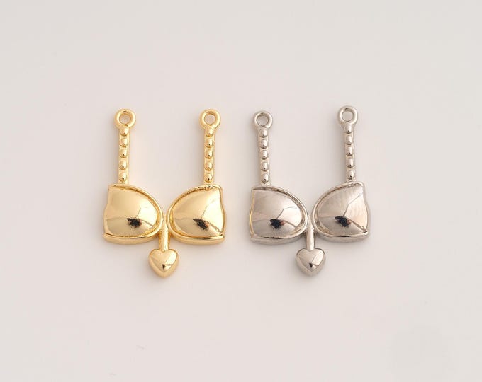 18K Gold Filled Bikini Charm,Dainty Bra Pendant,Bikini Pendant ,DIY Jewelry Supplies,23.4x15.8x3mm