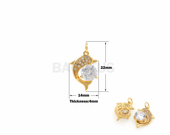 Golden Zircon Dolphin Necklace Pendant Minimalist Animal Necklace Dolphin Necklace Gives Her An Excellent Gift Cubic Zirconia 22x14x4mmmm