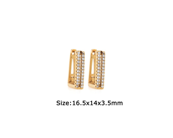 1 pair 18K Gold Filled Square Earrings,Gold Dainty Square Earrings,Simple Earrings,Gift for Her