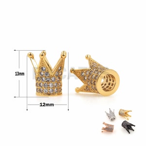 1PCS CZ crown transparent micro-dense beads, crown beads charm, cubic zirconia crown spacer beads 13x12mm