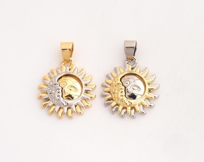 18K Gold Filled Sun Charm,Dainty Celestial Pendant,Sunburst Pendant ,DIY Jewelry Supplies,27x19.2x4mm