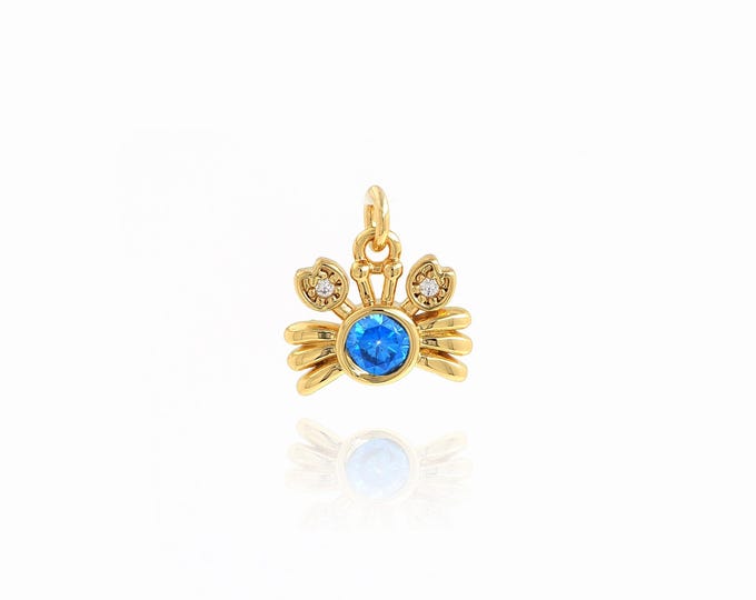 18K Gold Filled Crab Pendant,Gold Dainty Crab Charms,Crab Charm Bracelet Necklace for DIY Jewelry Making Supply,12.2x11x2.7mm