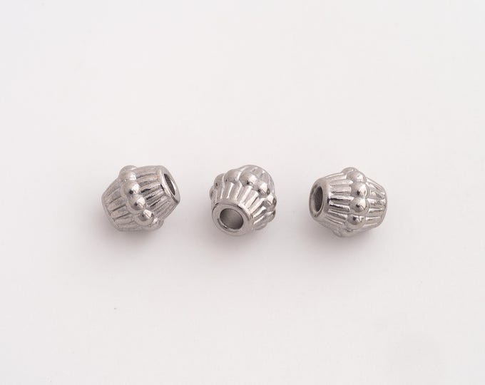 5 pcs Stainless Steel Round Spacer Beads,Steel Tube Beads, Round Beads DIY Bracelet Necklace Earrings Jewelry Making
