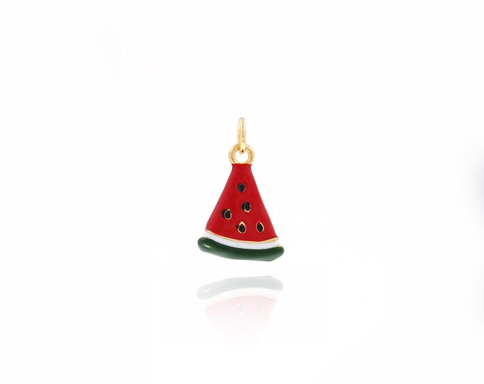 18K Gold Filled Watermelon Pendant,Watermelon Charms,Enamel Charm Bracelet Necklace for DIY Jewelry Making Supply,19x11.8x4.8mm