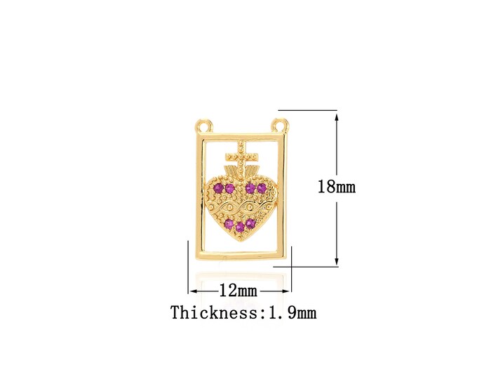 18K Gold Filled Heart Pendant,Gold Dainty Heart Charms,Heart Charm Bracelet Necklace for DIY Jewelry Making Supply