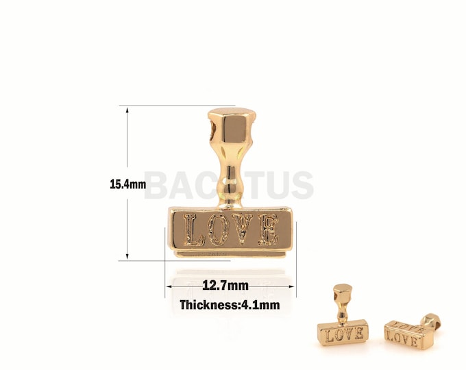 1PCS LOVE Seal Pendant, Rectangular Seal Necklace, Metal Seal Ornament, Layered Necklace, Suitable For Jewelry Making Supplies 15.4x12.7x4mm