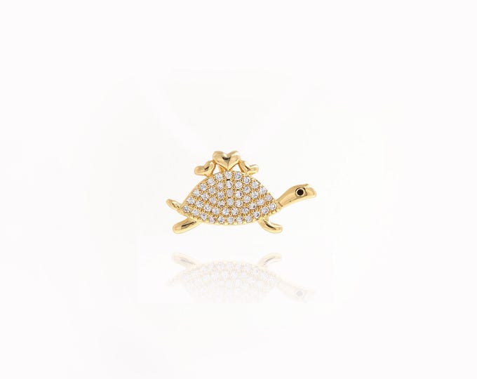 Gold Turtle Necklace, 18K Gold Filled Mini Tortoise Pendant, Metal Tortoise, Marine Jewelry,DIY Jewelry Supplies,11.5x21x1.5mm